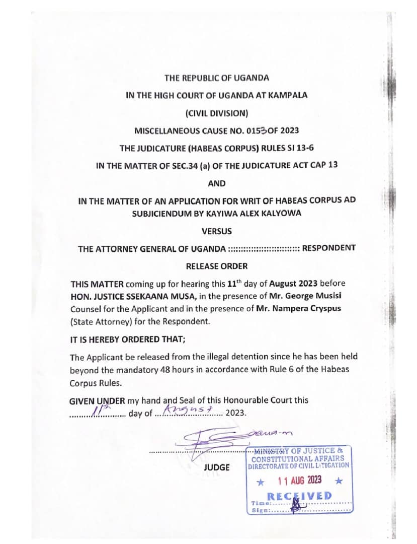 On Friday last week, the High Court issued orders commanding Mr. Museveni’s regime to release comrade Kayiwa Alex Karyowa who was abducted more than a month ago. Unsurprisingly, the regime has defied Court and refused to release him.